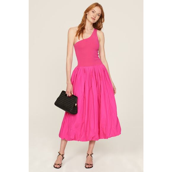 DEREK LAM COLLECTIVE Pink One-Shoulder Drop Waist Bubble Hemline Dress Size XS - Picture 1 of 14